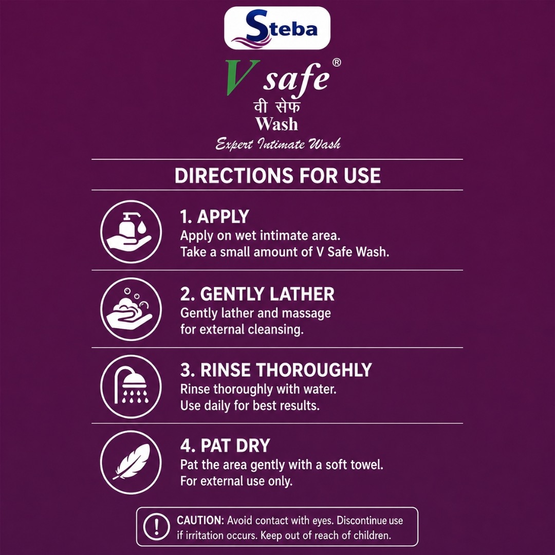 V Safe Wash directions for use in four steps